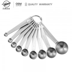 Set de 9 cuillères de mesure en acier inoxydable avec tête ronde polie