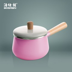 Mini casserole à soupe avec manche en bois émaillé 1.8L
