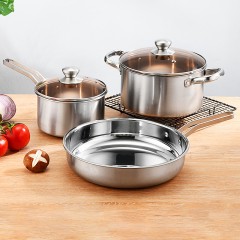 Ensemble de  casseroles en acier inoxydable avec poignée en acier