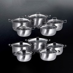 Casserole en acier inoxydable avec trois pièces/ensemble de cinq pièces en plastique