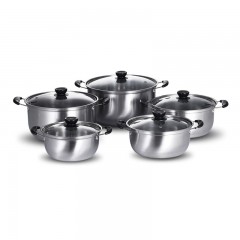 Casserole en acier inoxydable avec trois pièces/ensemble de cinq pièces en plastique