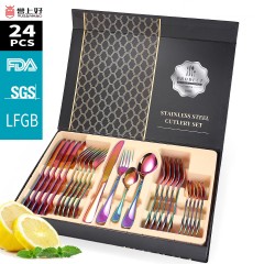 Ensemble de 24 pièces de couverts en acier inoxydable (6 * couteau de table/cuillère à manger/fourchette à manger/cuillère à thé)