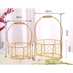 Panier de rangement portable en fer doré