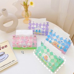 Boîte à mouchoirs en PVC avec motif carreaux transparent