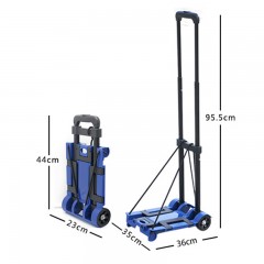 Chariot à main pliable à 2 roues avec cordes élastiques porteur 40kg