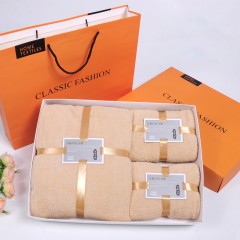 Ensemble de serviettes de toilette en peluche de corail (1*serviettes de bain +2*serviettes pour visage)