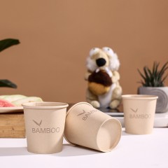 Gobelet en papier jetable fibre de bambou brun écologique