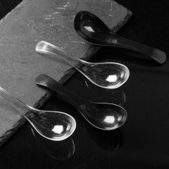 Cuillère en plastique jetable épaissi transparent/noir
