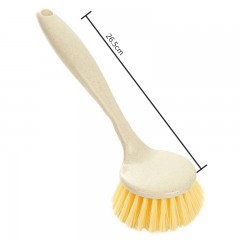 Brosse à marmite avec longue manche poils doux jaune
