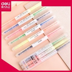Deli S736 Marqueur fluorescent double tête 6 couleurs 3 pièces/boîte