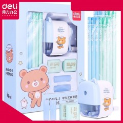 Kit de fournitures de bureau Deli (2*porte-crayons + 12*crayons + 2*gomme + 1*taille-crayon)