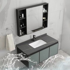 Armoire de salle de bain ensemble de 2 pièces en panneau de roche et aluminium