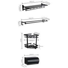 Support de rangement de salle de bain set de cinq pièces en aluminium spatial