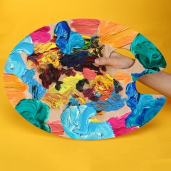 grand Palette de gouache ovale en bois