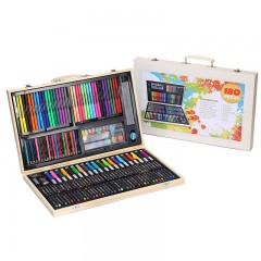 Ensemble de 180 crayons aquarelle dans une boîte en bois