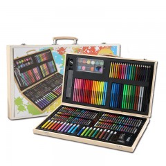 Ensemble de 180 crayons aquarelle dans une boîte en bois