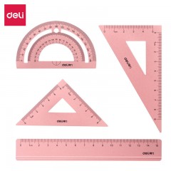 Deli Kit de quatre règles en métal pour mesure geométrique
