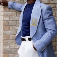 Manteau casual pour hommes avec boutonnage à carreaux bleus