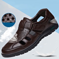 Sandales en cuir véritable  légère et antidérapante semelle en caoutchouc pour hommes