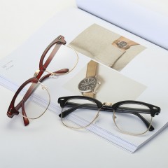 Lunettes plates demi-monture métal + PC