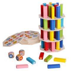 Pilote en bois de 54 grains empilés avec des blocs de construction hauts pour enfants