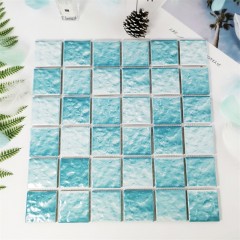 Céramique mosaïque motif vagues océaniques bleues