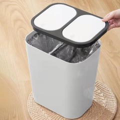Poubelle en plastique PP avec couvercle double baril type de pression