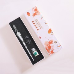 Ensemble de stylo en verre de cristal (stylo + porte-stylo + tasse de lavage + encre)