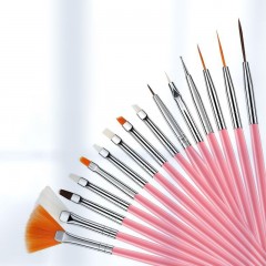 Set de 15 pinceaux de manucure avec porte-pinceau en plastique