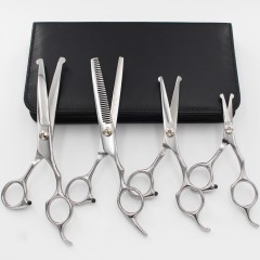 Ensemble de 4 ciseaux de coiffure (ciseaux plats 6,5" + ciseaux dentaires 6,5" + ciseaux plats 4,5" + ciseaux plats 5,5") en acier inoxydable