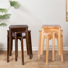 Tabouret carré de salon en bois original superposable