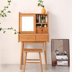 Coiffeuse en bois massif avec tabouret