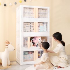 Armoire de rangement  pour enfants sans montage pliant multicouche double porte