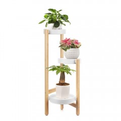 Porte de fleurs en bois à trois étages