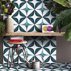 Carrelage vert parquet petit frais