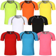 T shirt de sport à col rond manches courtes T-shirt en fibre de polyester  ultra doux et à séchage rapide