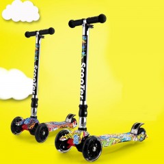 Trotinette à roues larges pour enfants pliantes Graffiti scooter