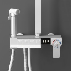 Pomme de douche blanche à température constante tout en cuivre