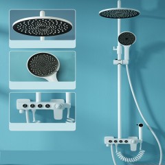 Pomme de douche blanche à température constante tout en cuivre