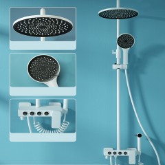 Pomme de douche blanche à température constante tout en cuivre