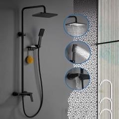 Ensemble de douche noire tout en  cuivre style européen pommeau de douche