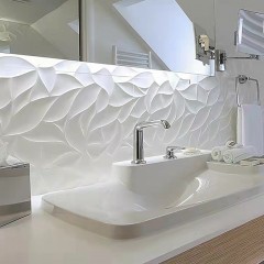 Carreaux muraux en arête de poisson motif mur intérieur blanc pur