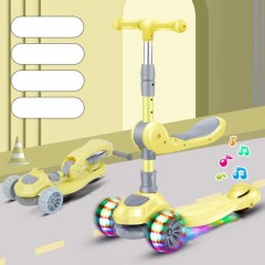 Trotinette pliable à trois roues  avec lumières colorées jouets pour enfants