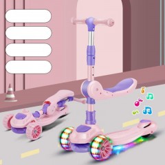 Trotinette pliable à trois roues  avec lumières colorées jouets pour enfants