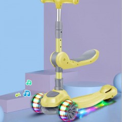 Trotinette pliable à trois roues  avec lumières colorées jouets pour enfants