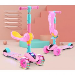 XIONGLANGGE Trotinette pliable à trois roues  avec lumières colorées jouets pour enfants