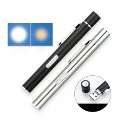 FENGXINGWUWAI Mini torche médicale USB rechargeable blanc et jaune double lumière