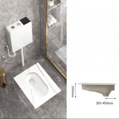 Ensemble de toilette accroupi en céramique sans courbure