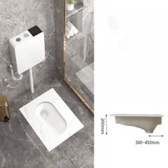 Ensemble de toilette accroupi en céramique sans courbure