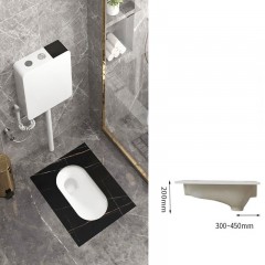 Ensemble de toilette accroupi en céramique sans courbure